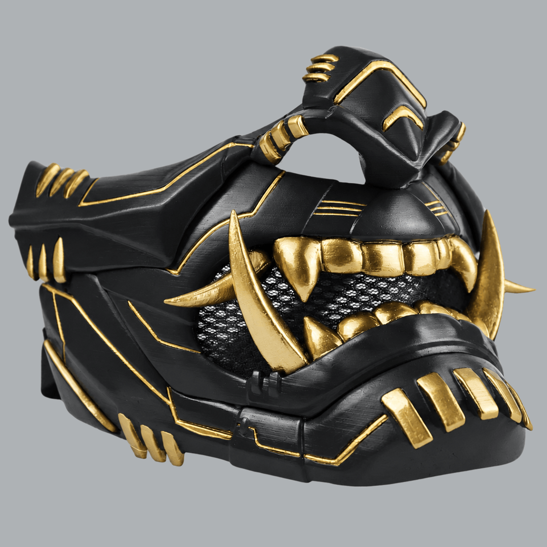 Space Armory Cyber Oni Mask - Matte Black/Gold Stripes Masks