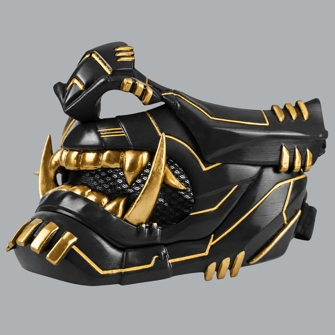 Space Armory Cyber Oni Mask - Matte Black/Gold Stripes Masks
