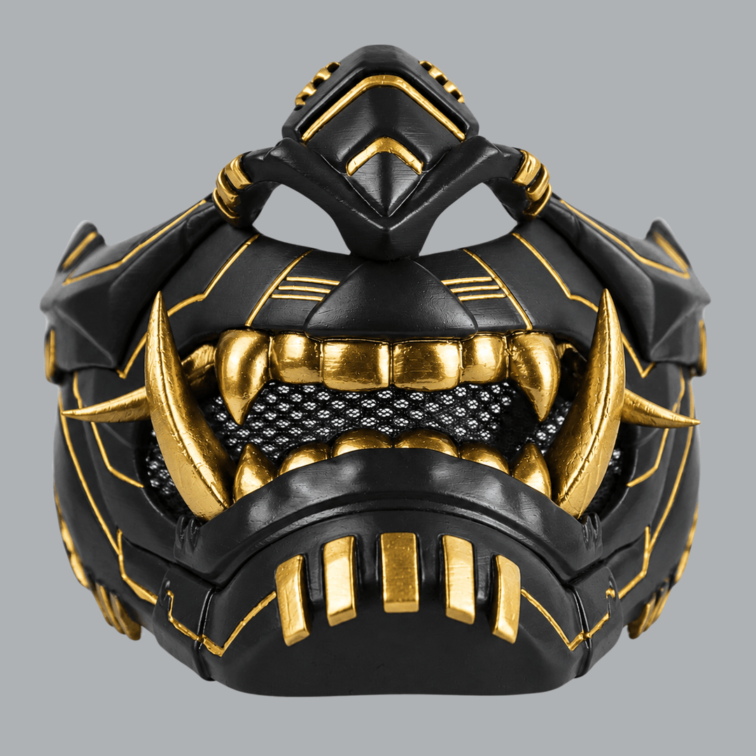 Space Armory Cyber Oni Mask - Matte Black/Gold Stripes Masks