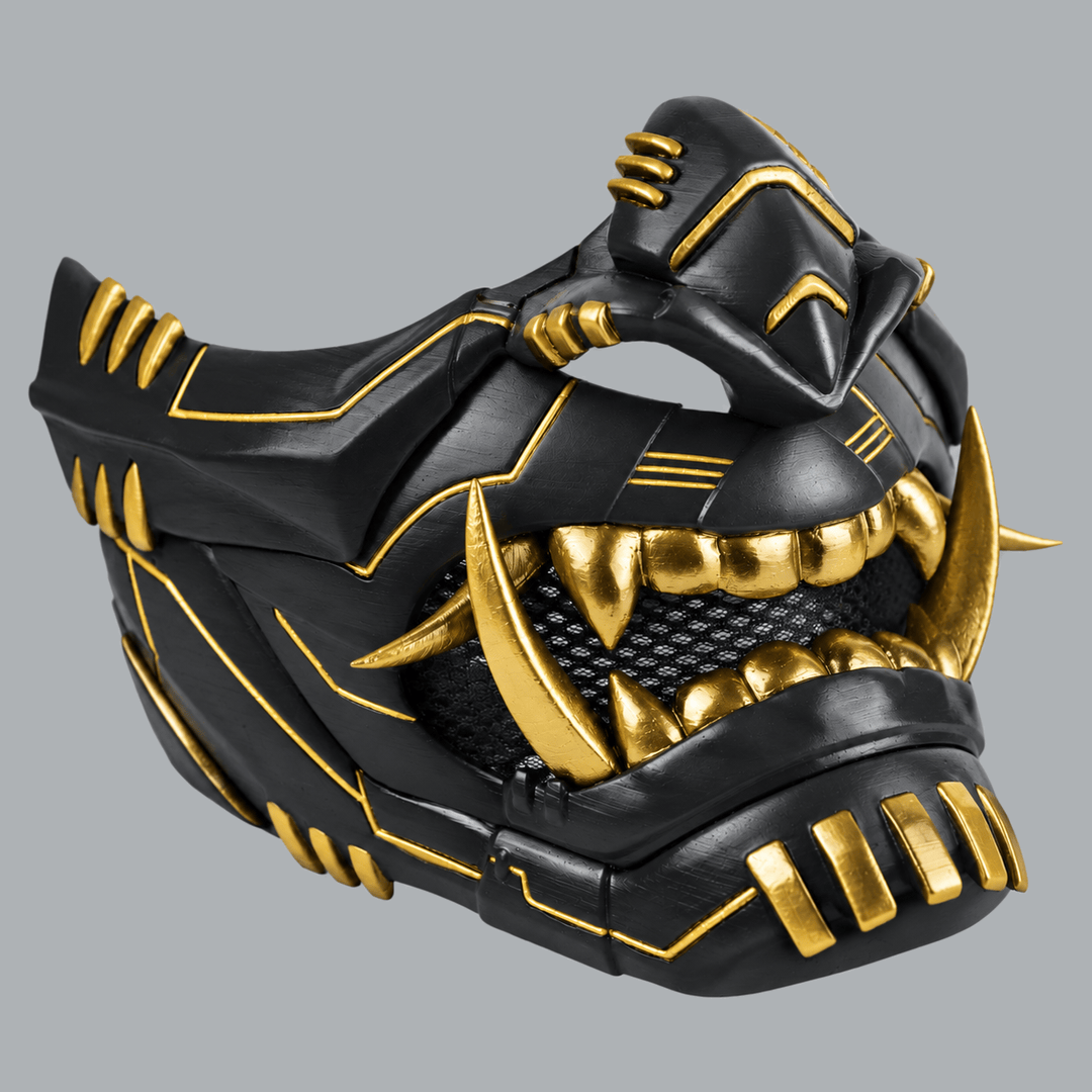 Space Armory Cyber Oni Mask - Matte Black/Gold Stripes Masks
