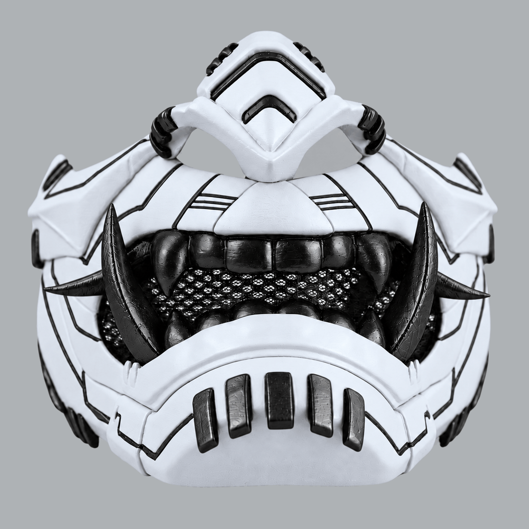 Space Armory Cyber Oni Mask - Matte White/Black Stripes Masks