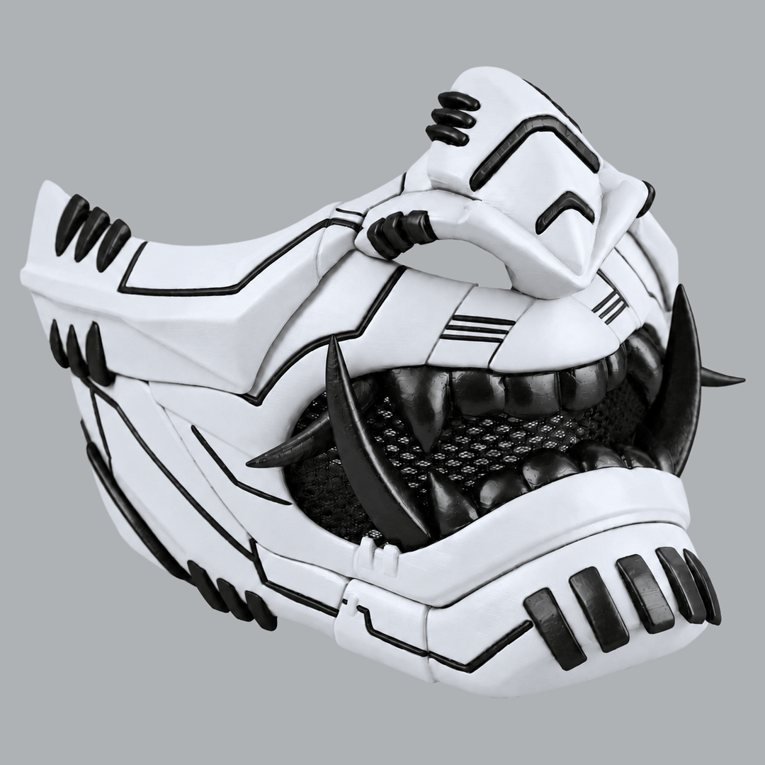 Space Armory Cyber Oni Mask - Matte White/Black Stripes Masks