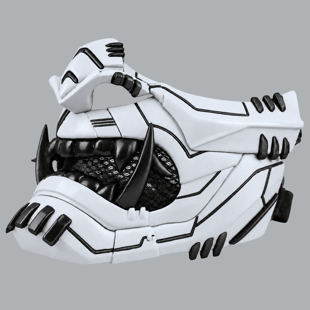 Space Armory Cyber Oni Mask - Matte White/Black Stripes Masks