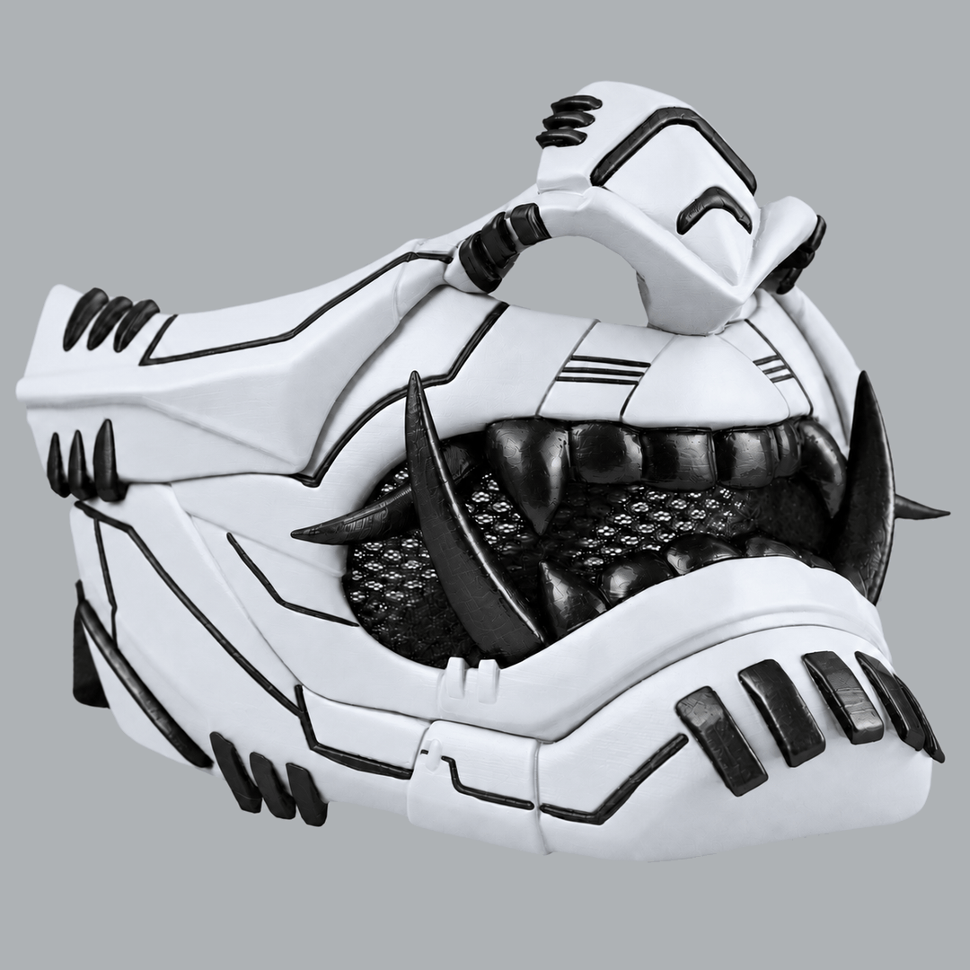Space Armory Cyber Oni Mask - Matte White/Black Stripes Masks