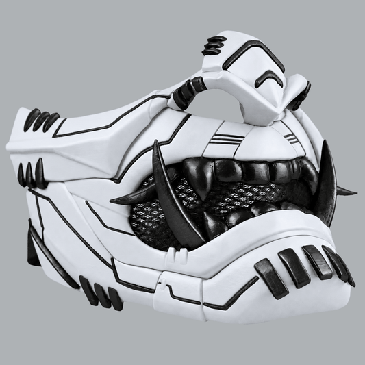 Space Armory Cyber Oni Mask - Matte White/Black Stripes Masks