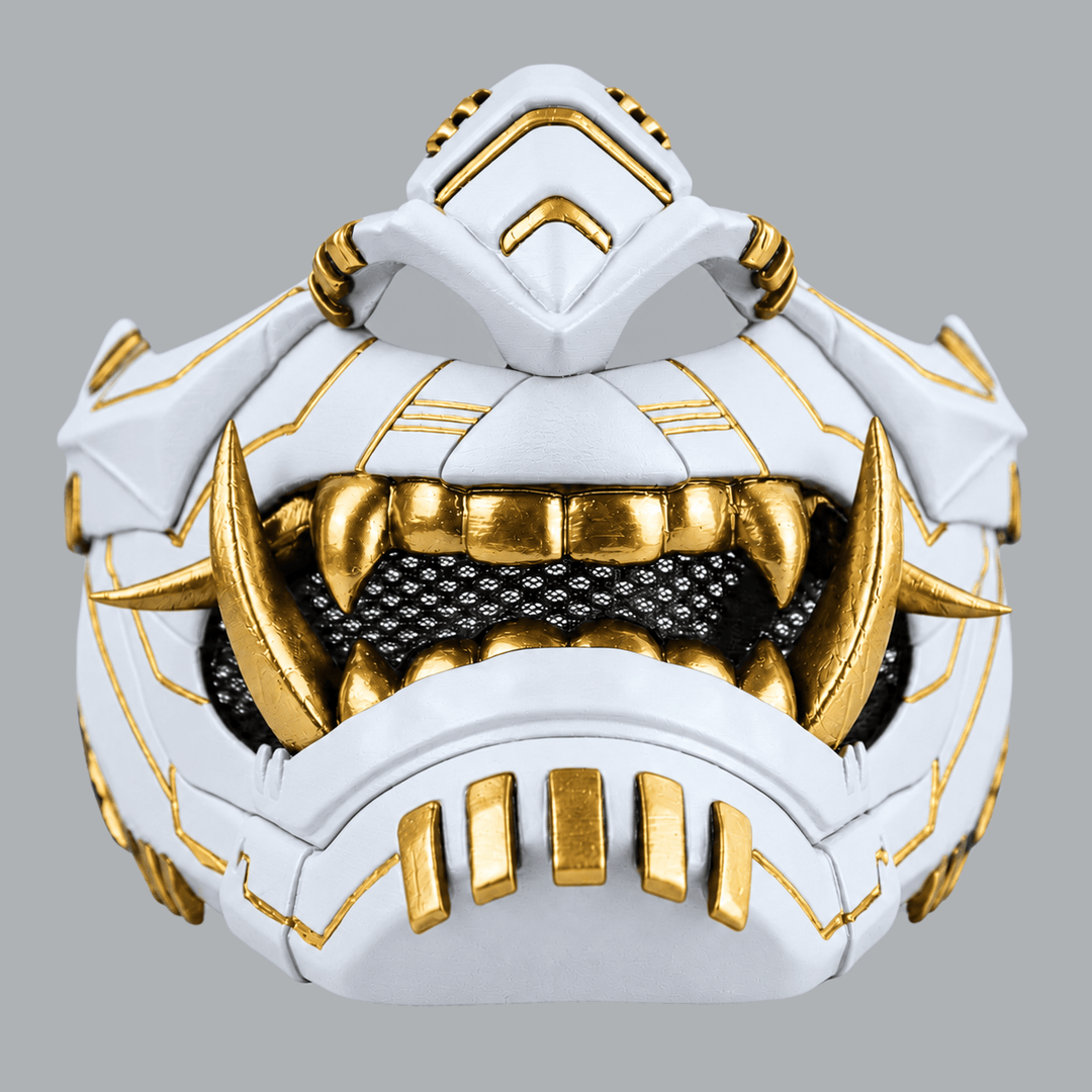 Space Armory Cyber Oni Mask - Matte White/Gold Stripes Masks