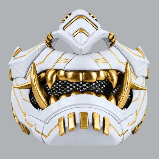 Space Armory Cyber Oni Mask - Matte White/Gold Stripes Masks
