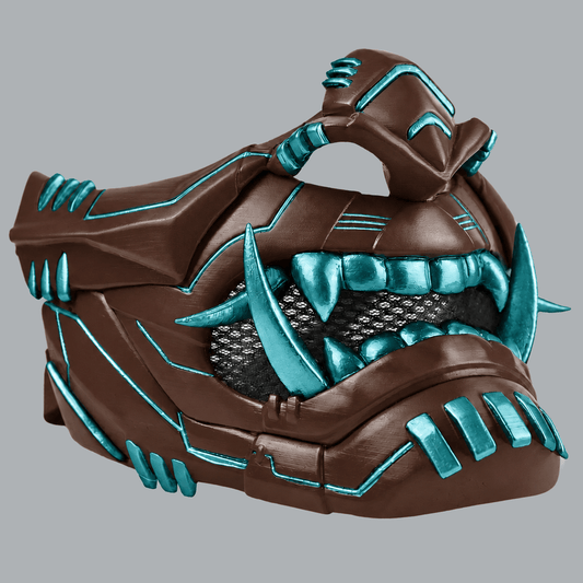 Space Armory Cyber Oni Mask - Shock Brown / Caribbean Masks