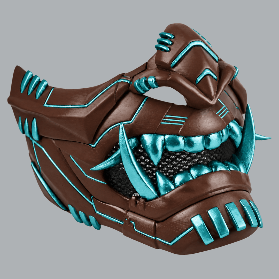 Space Armory Cyber Oni Mask - Shock Brown / Caribbean Masks