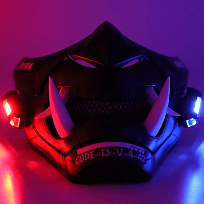 Space Armory Cyberpunk LED Oni Mask Matte Black Masks
