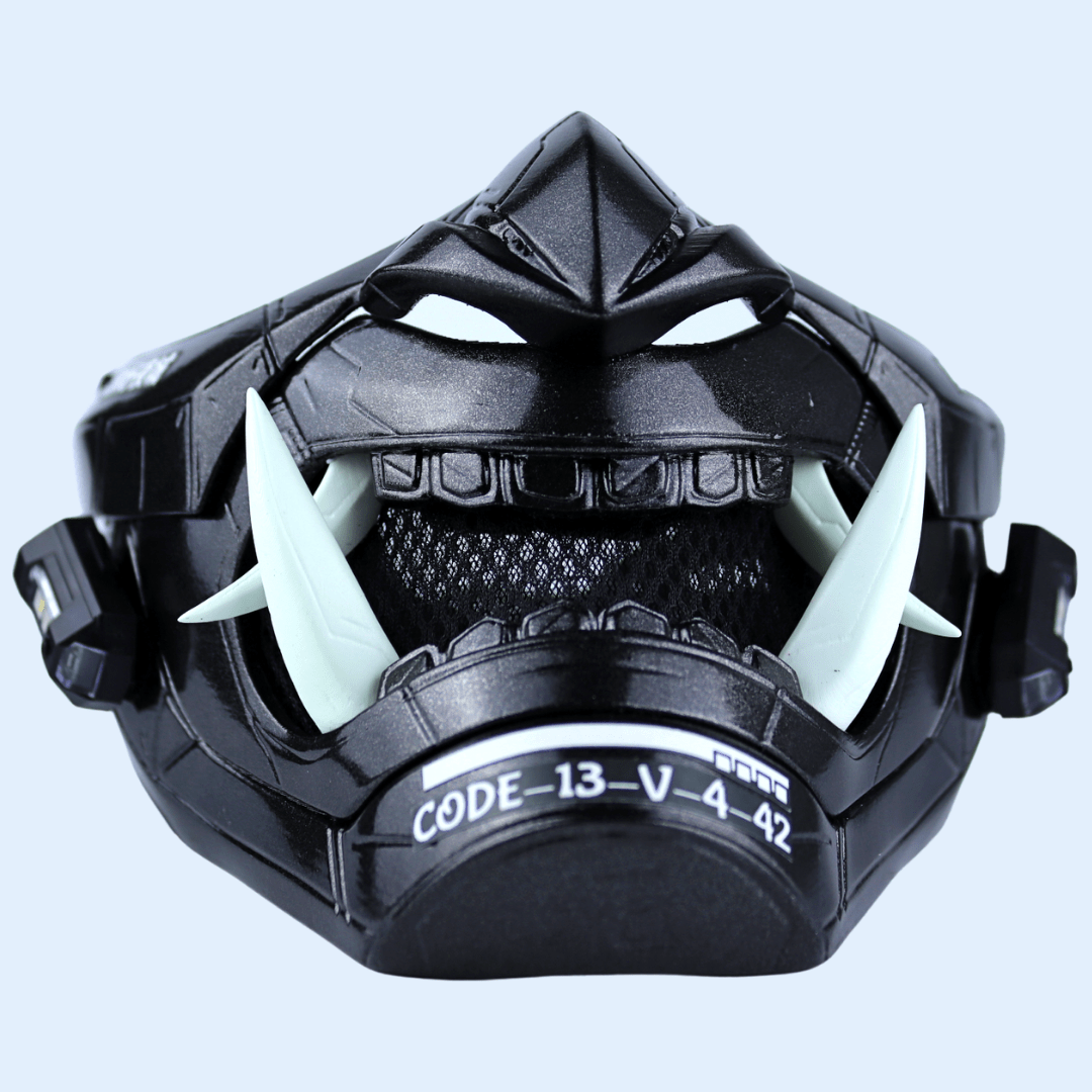 Space Armory Cyberpunk LED Oni Mask Metallic Black Masks