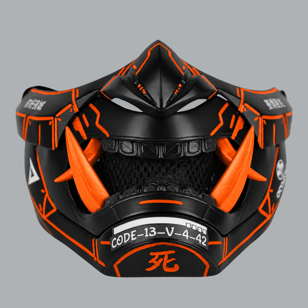 Space Armory Cyberpunk Oni Mask - Black / Pure Orange Masks