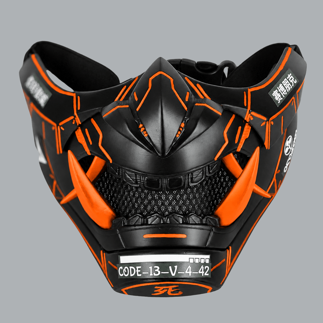 Space Armory Cyberpunk Oni Mask - Black / Pure Orange Masks