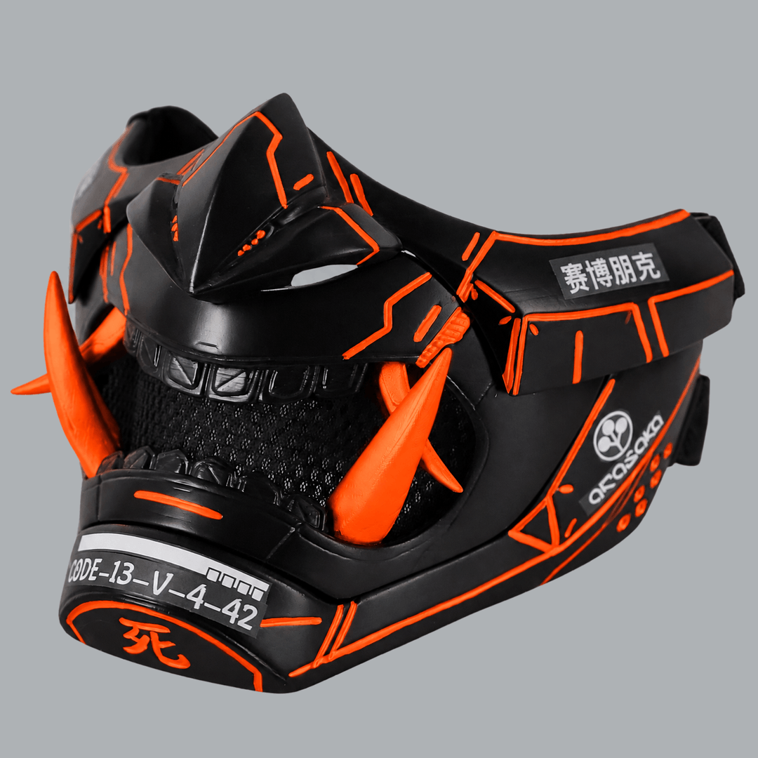 Space Armory Cyberpunk Oni Mask - Black / Pure Orange Masks