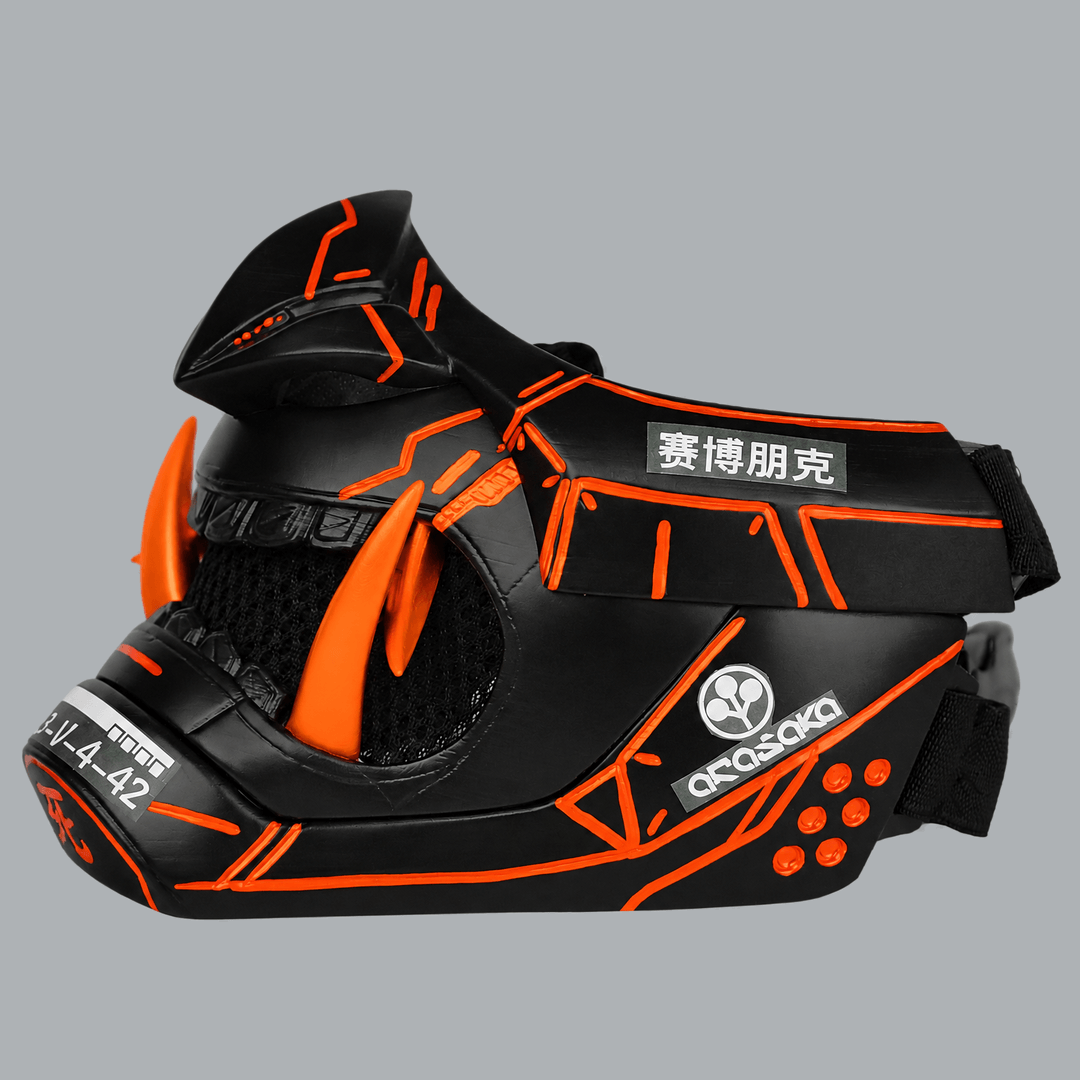 Space Armory Cyberpunk Oni Mask - Black / Pure Orange Masks
