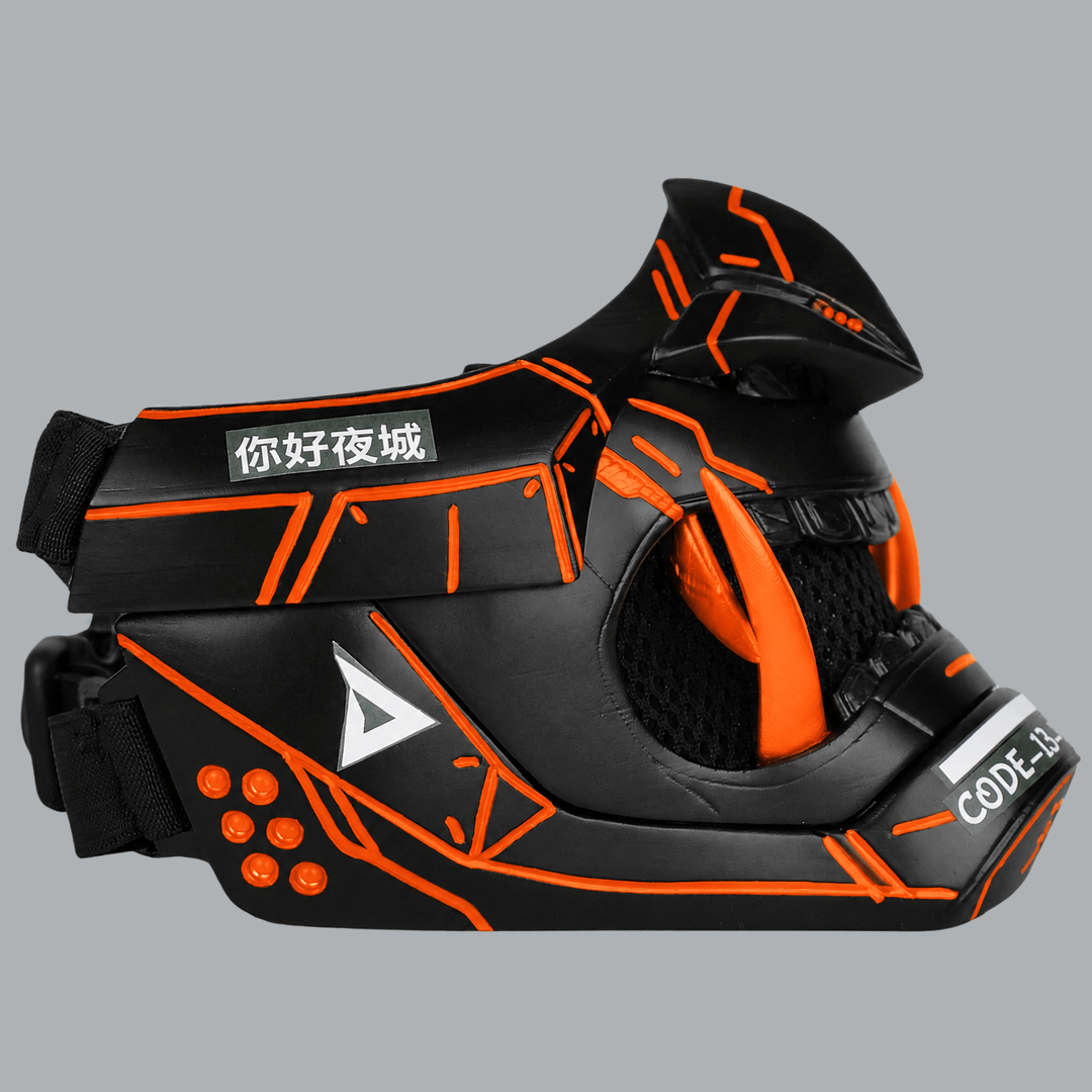 Space Armory Cyberpunk Oni Mask - Black / Pure Orange Masks