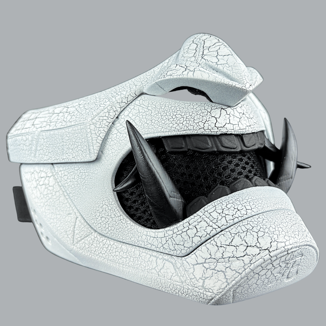 Space Armory Cyberpunk Oni Mask - Cracked Effect Black/White Masks