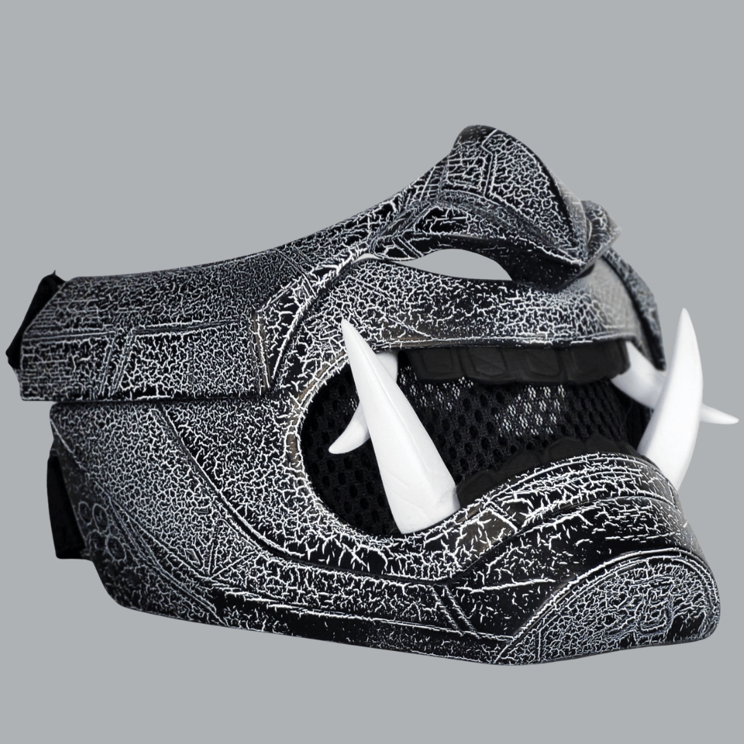 Space Armory Cyberpunk Oni Mask - Cracked Effect Black/White Masks