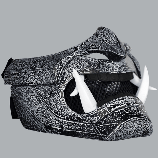 Space Armory Cyberpunk Oni Mask - Cracked Effect Black/White Masks