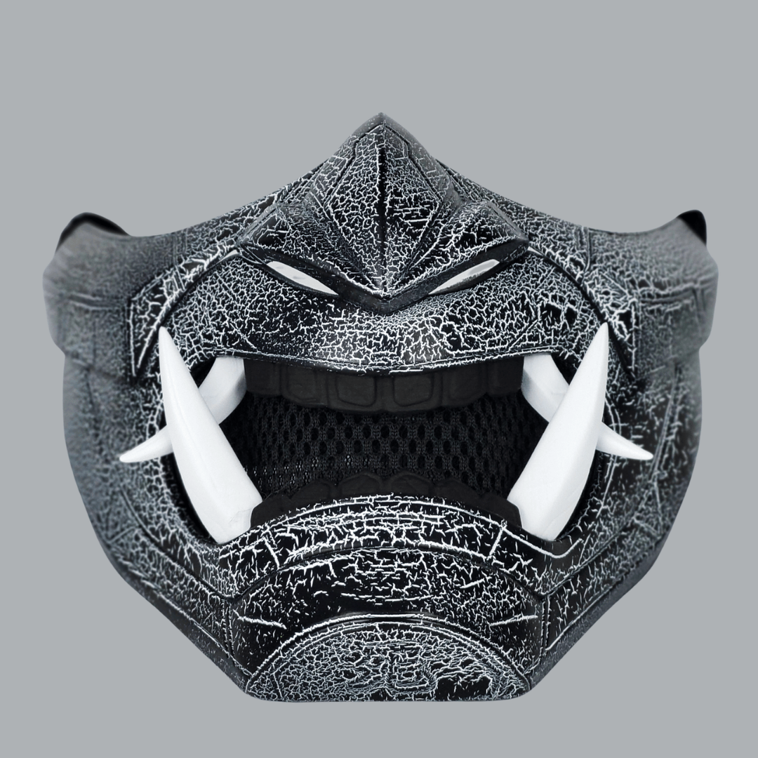 Space Armory Cyberpunk Oni Mask - Cracked Effect Black/White Masks