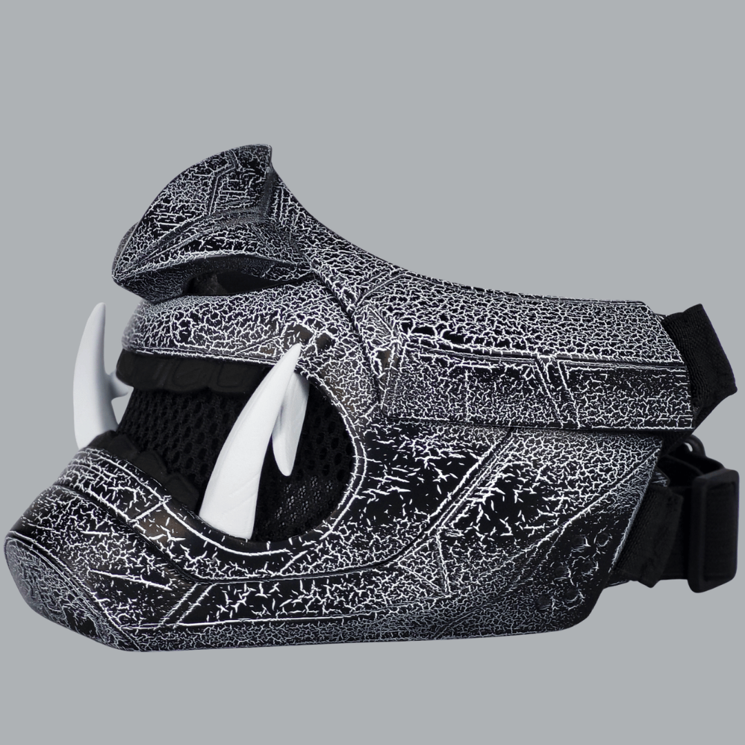Space Armory Cyberpunk Oni Mask - Cracked Effect Black/White Masks