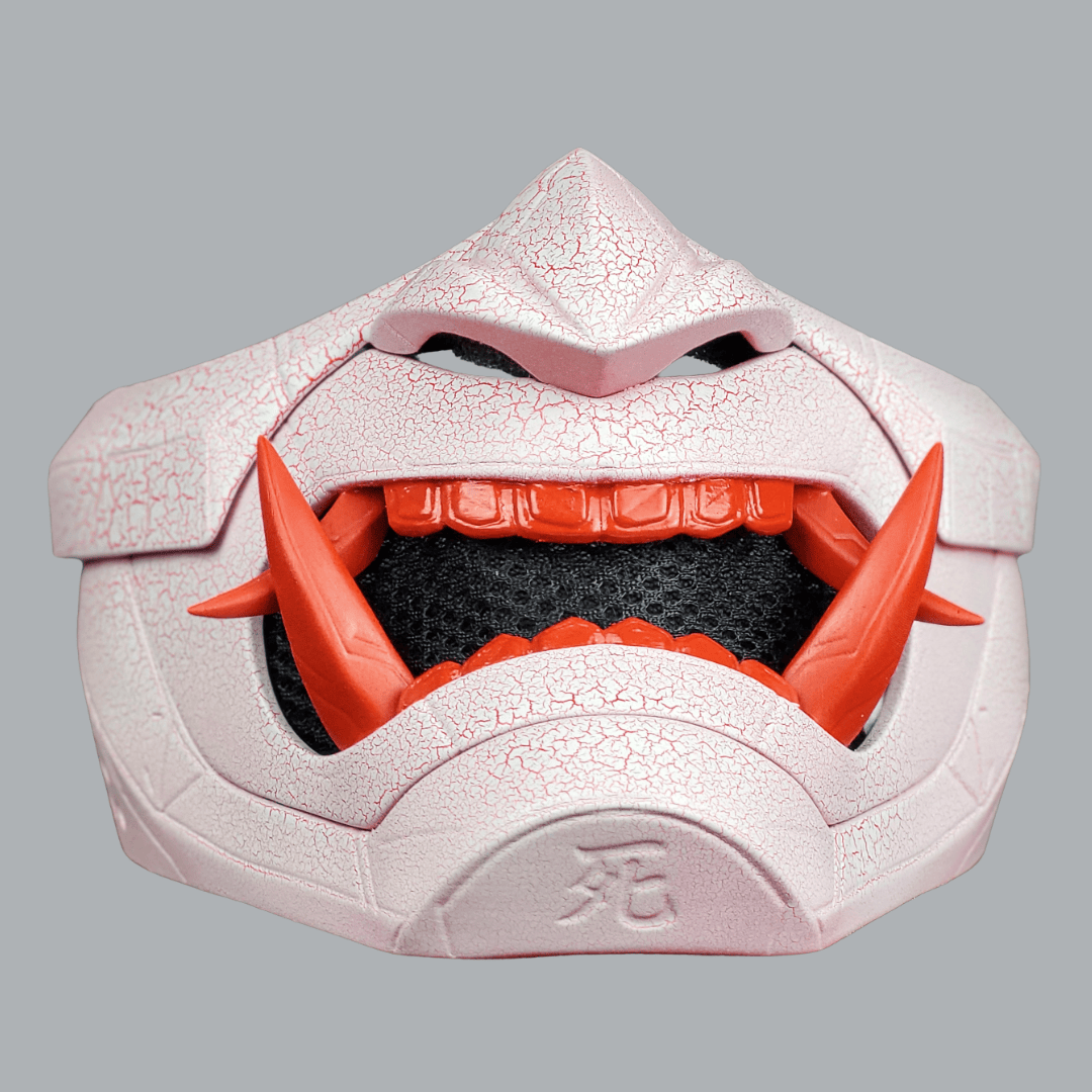 Space Armory Cyberpunk Oni Mask - Cracked Effect Red/White Masks