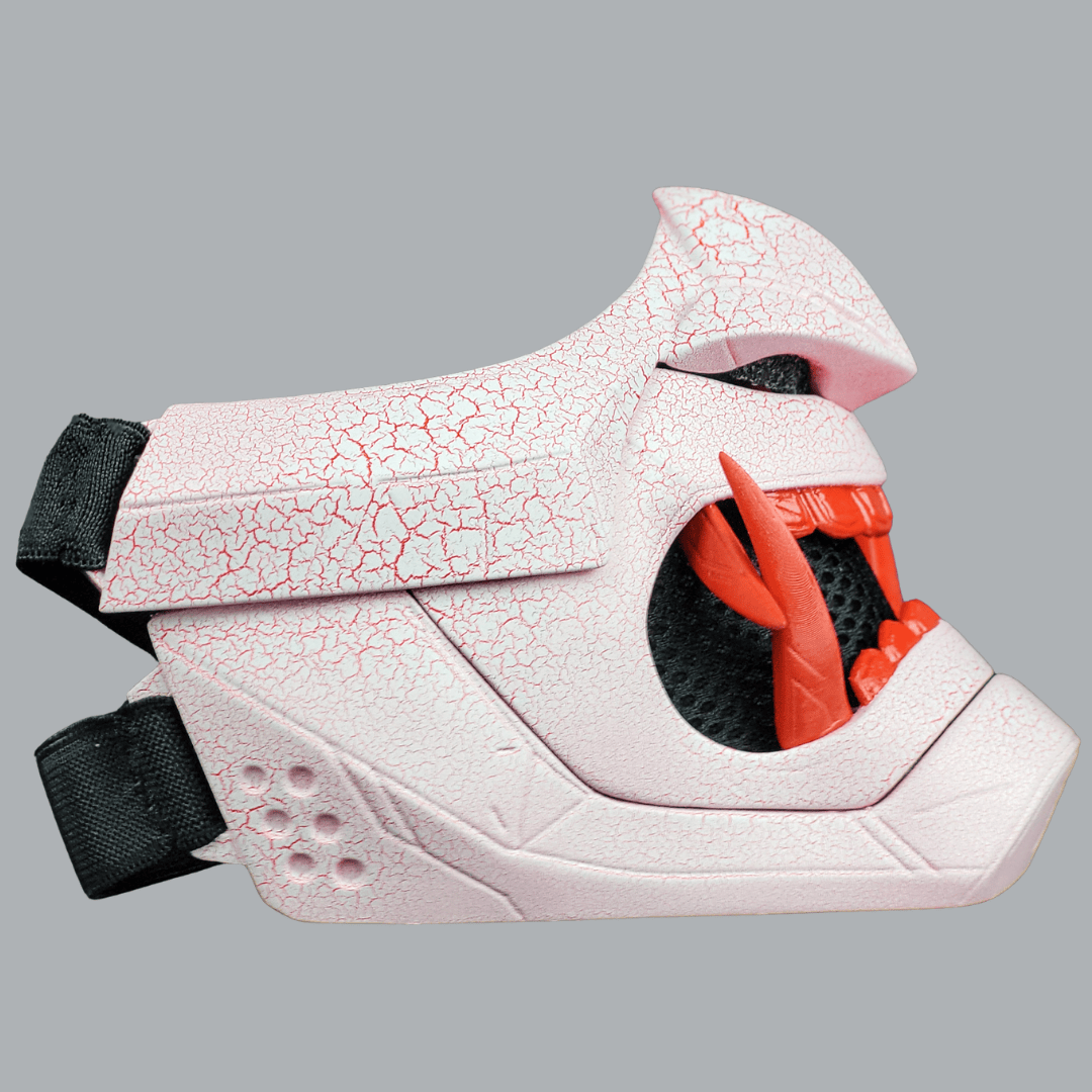Space Armory Cyberpunk Oni Mask - Cracked Effect Red/White Masks