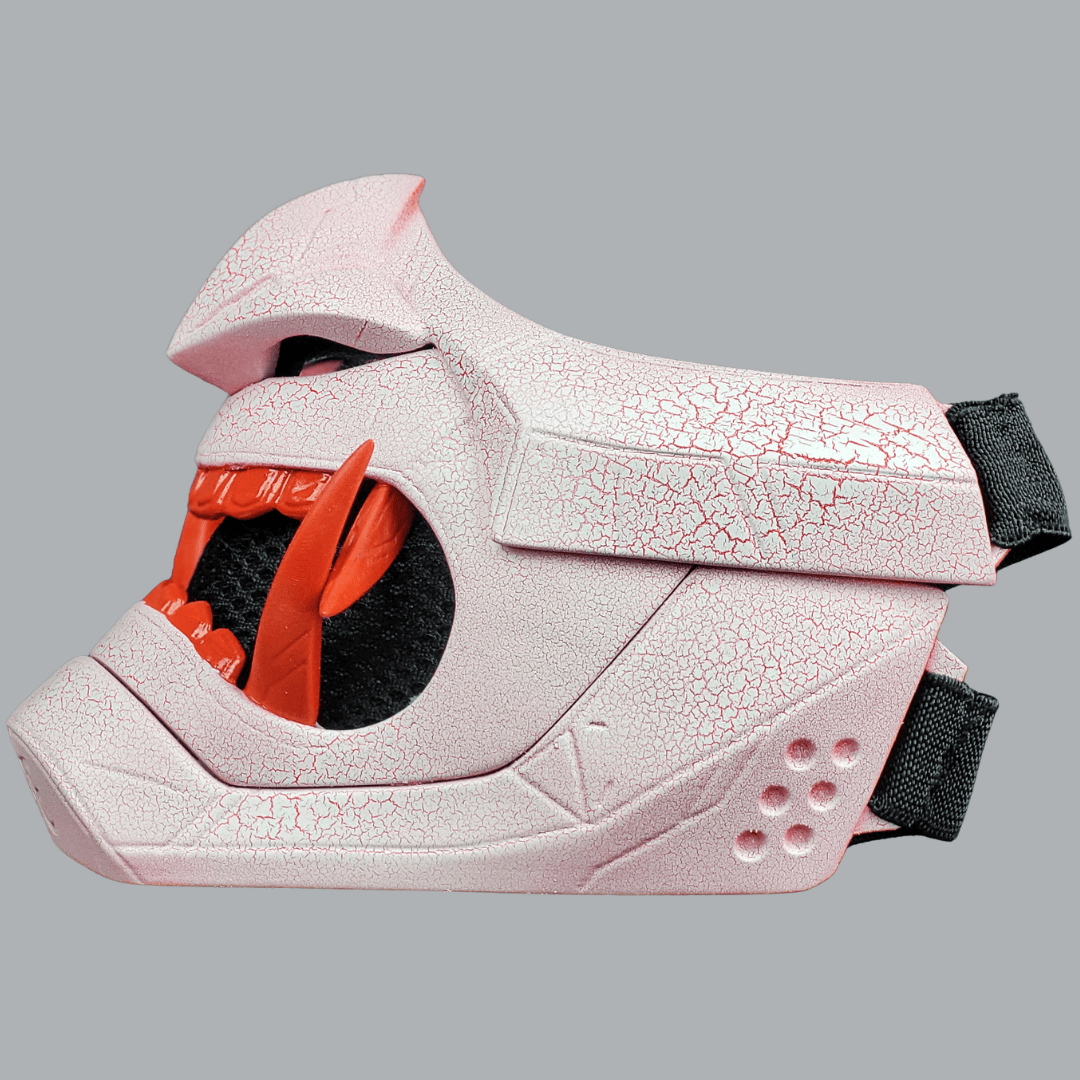 Space Armory Cyberpunk Oni Mask - Cracked Effect Red/White Masks