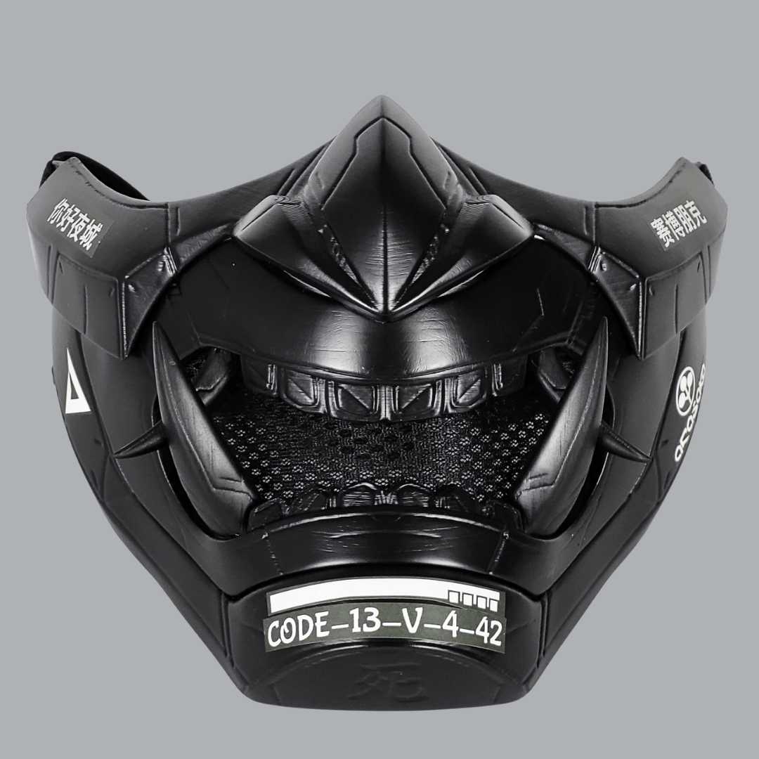 Space Armory Cyberpunk Oni Mask - Full Matte Black Masks
