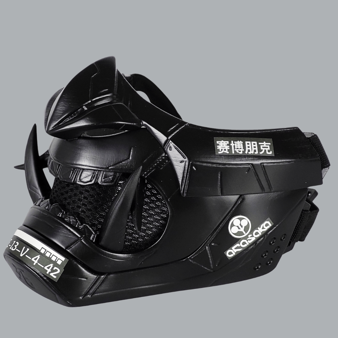 Space Armory Cyberpunk Oni Mask - Full Matte Black Masks