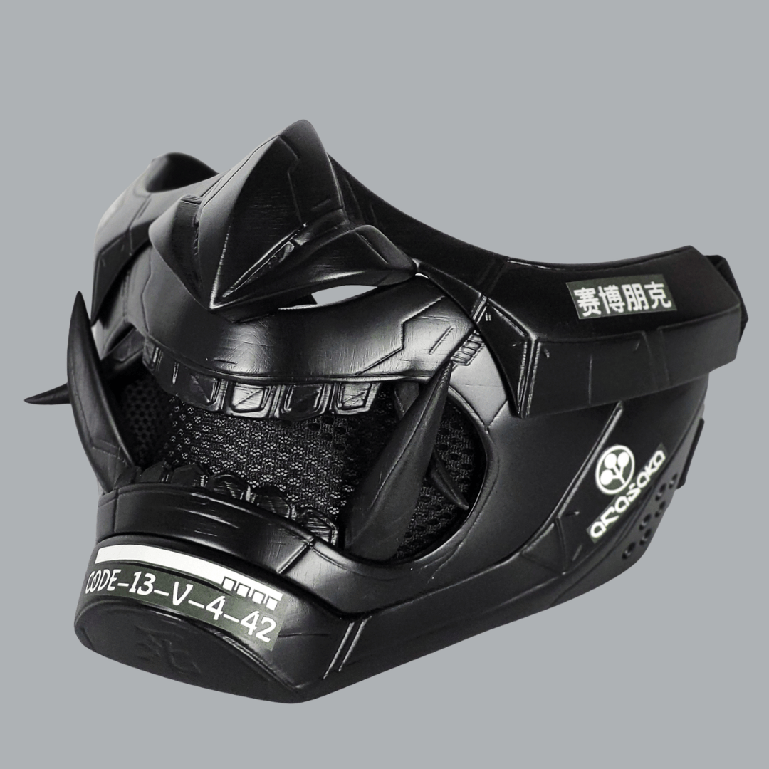 Space Armory Cyberpunk Oni Mask - Full Matte Black Masks