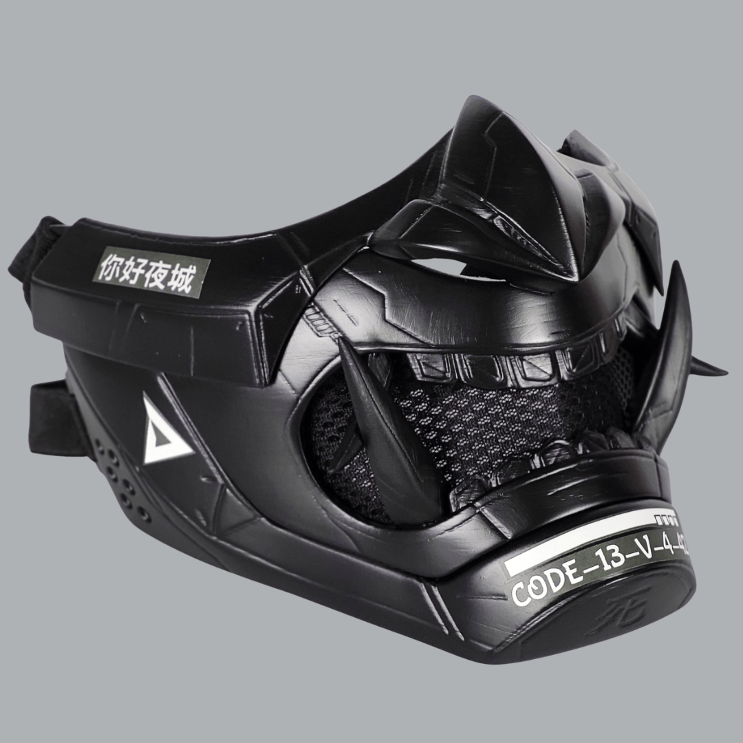 Space Armory Cyberpunk Oni Mask - Full Matte Black Masks