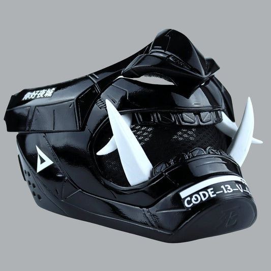 Space Armory Cyberpunk Oni Mask - Glossy Black Masks