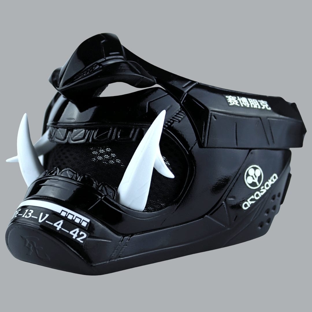 Space Armory Cyberpunk Oni Mask - Glossy Black Masks