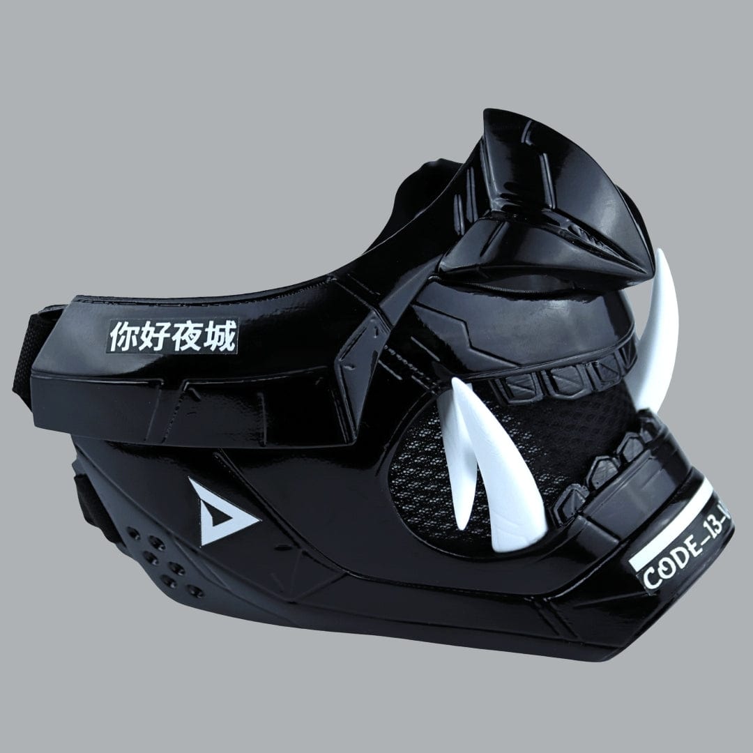 Space Armory Cyberpunk Oni Mask - Glossy Black Masks