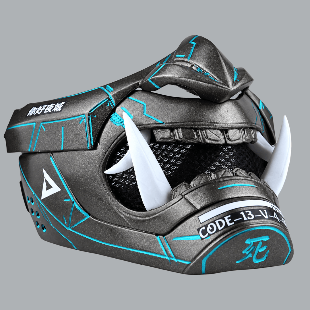 Space Armory Cyberpunk Oni Mask - Graphit / True Cyan Masks
