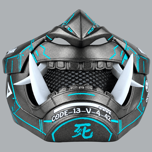 Space Armory Cyberpunk Oni Mask - Graphit / True Cyan Masks
