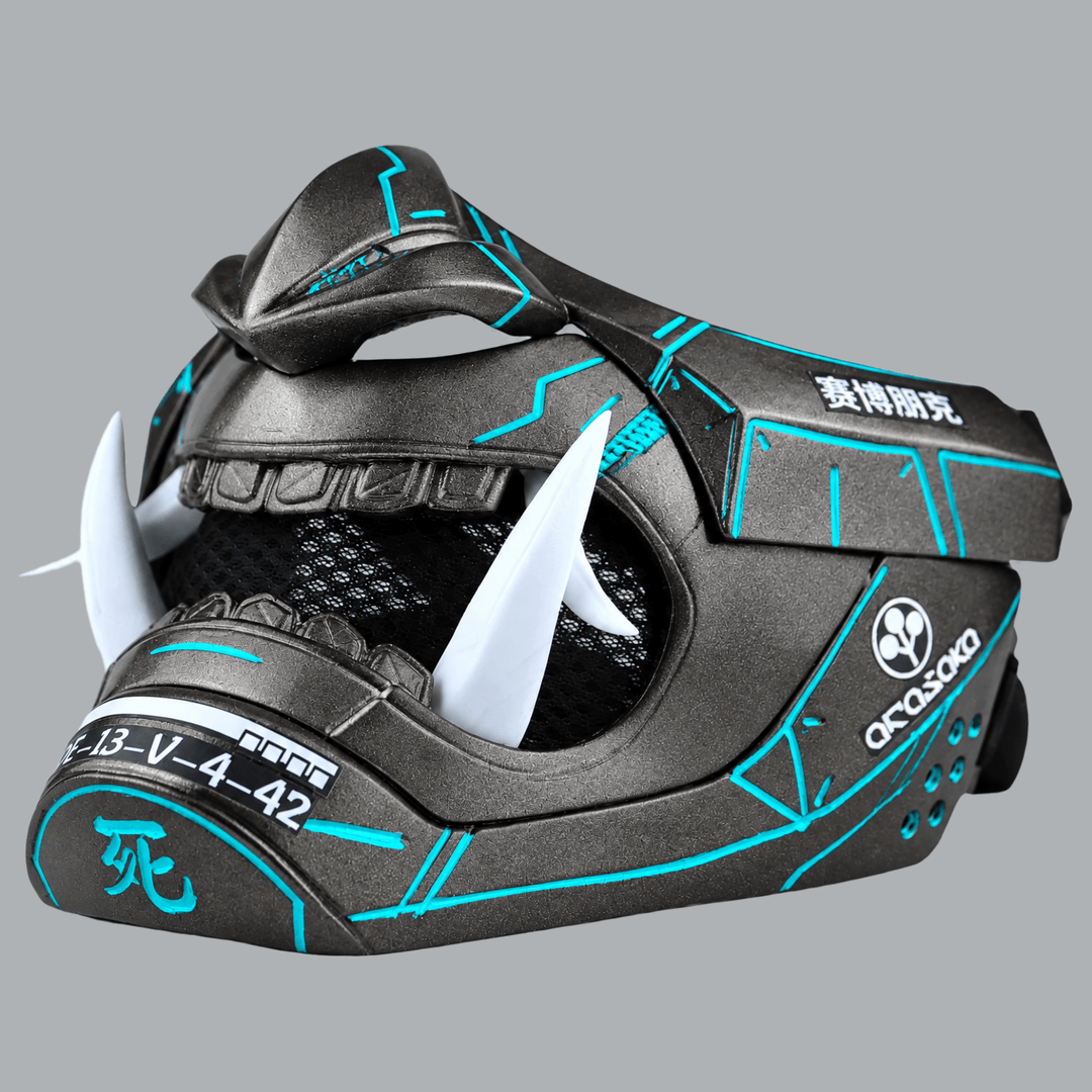 Space Armory Cyberpunk Oni Mask - Graphit / True Cyan Masks
