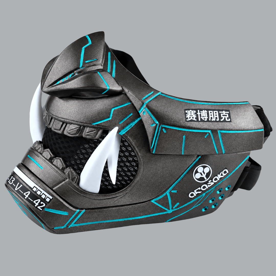 Space Armory Cyberpunk Oni Mask - Graphit / True Cyan Masks