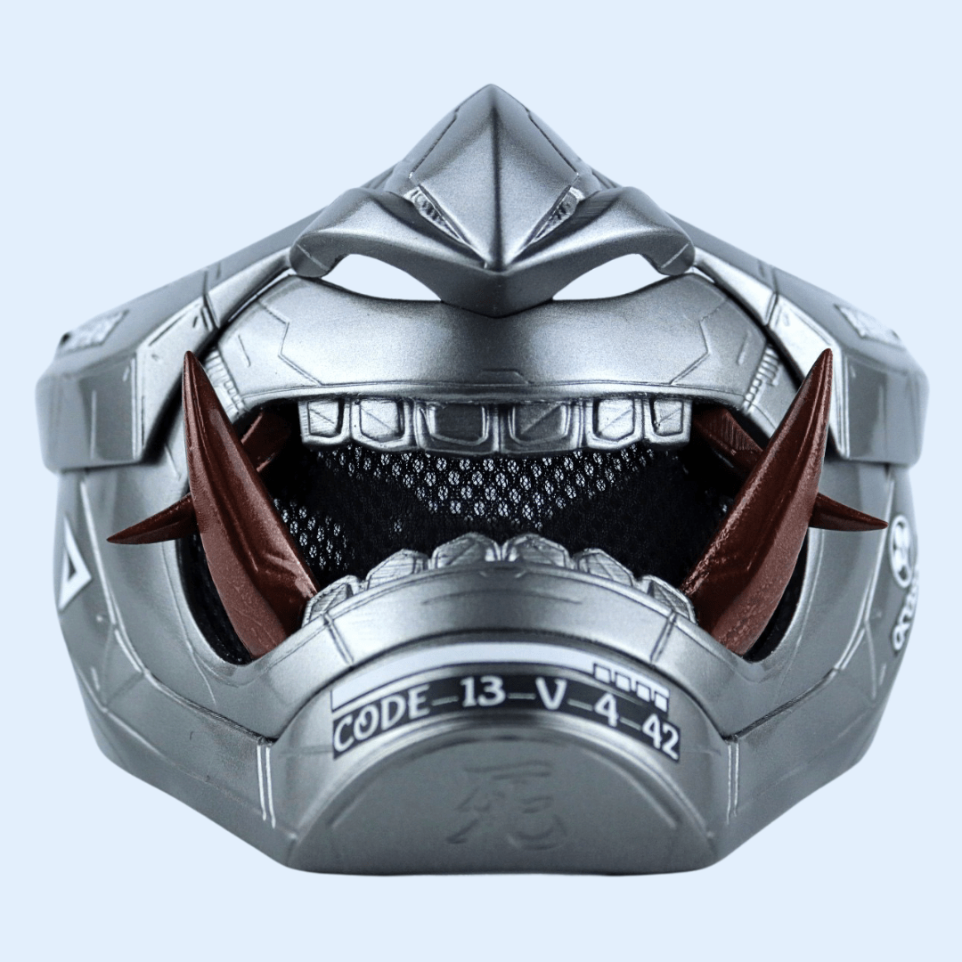Space Armory Cyberpunk Oni Mask Grey Aluminum Masks