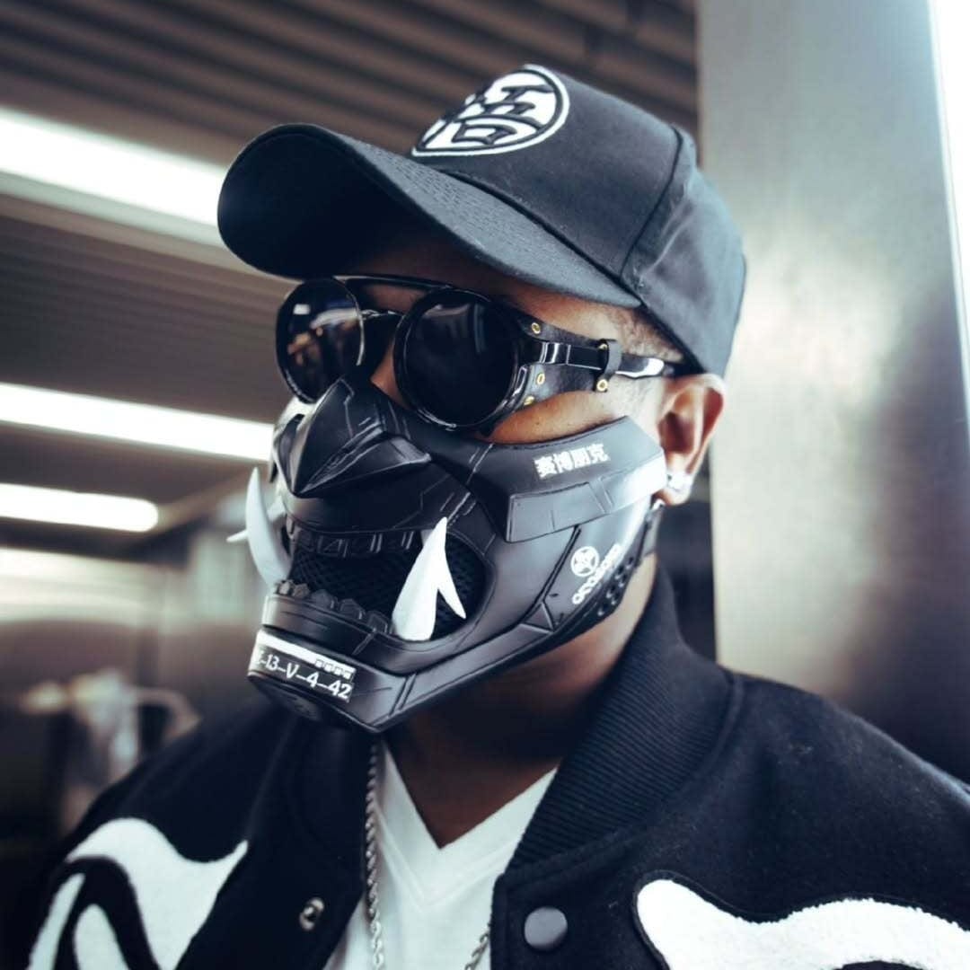 Space Armory Cyberpunk Oni Mask Matte Black Masks