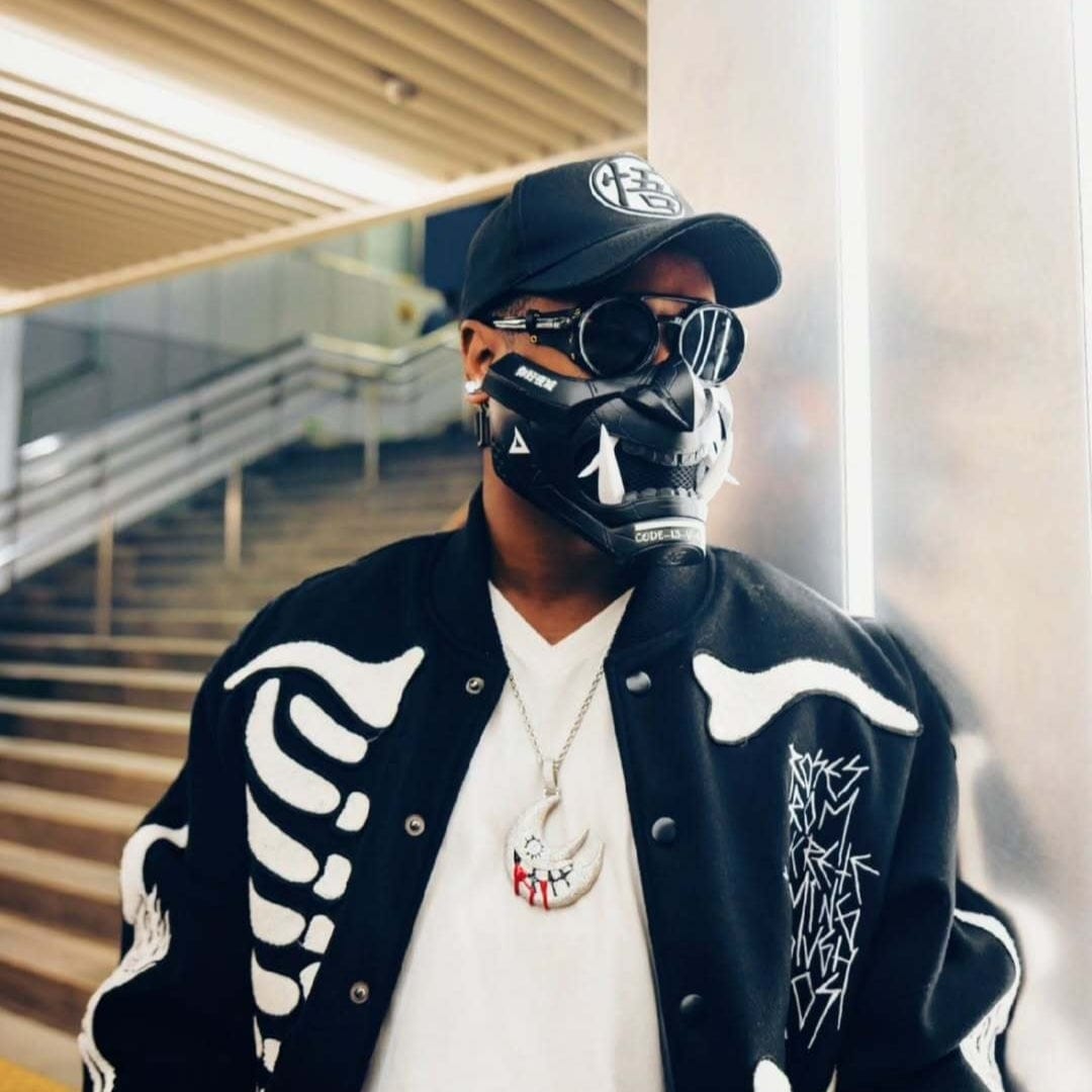 Space Armory Cyberpunk Oni Mask Matte Black Masks