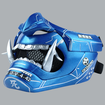 Space Armory Cyberpunk Oni Mask Metallic Blue Masks