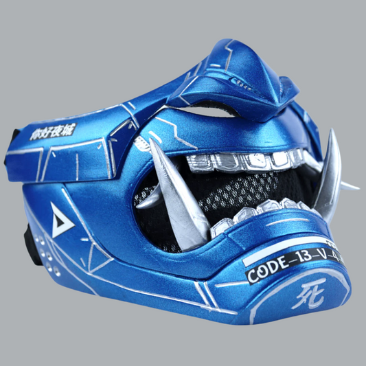 Space Armory Cyberpunk Oni Mask Metallic Blue Masks