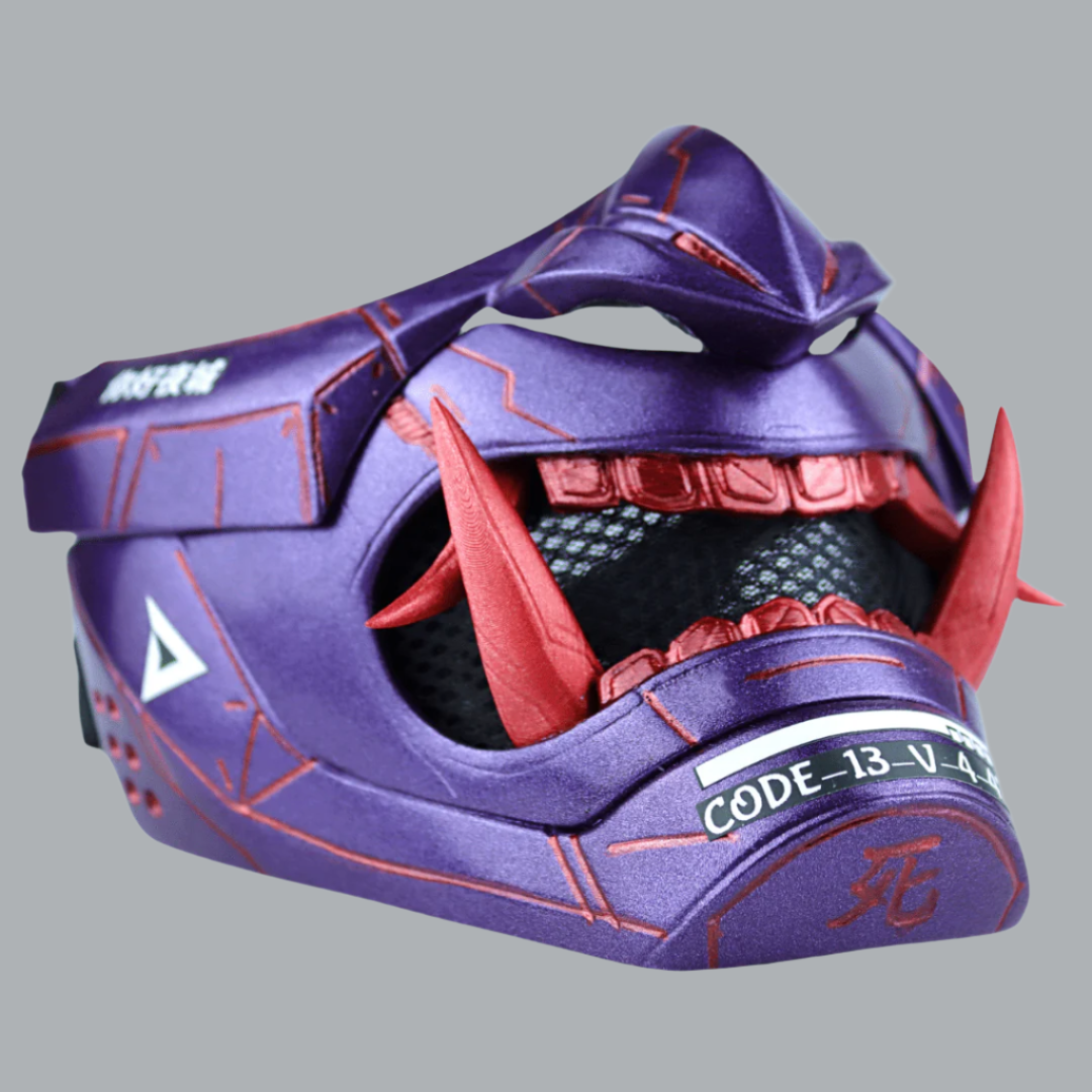 Stor Mask Cyberpunk Oni Mask - Metallic Violet/Red Stripes – Space Armory ...