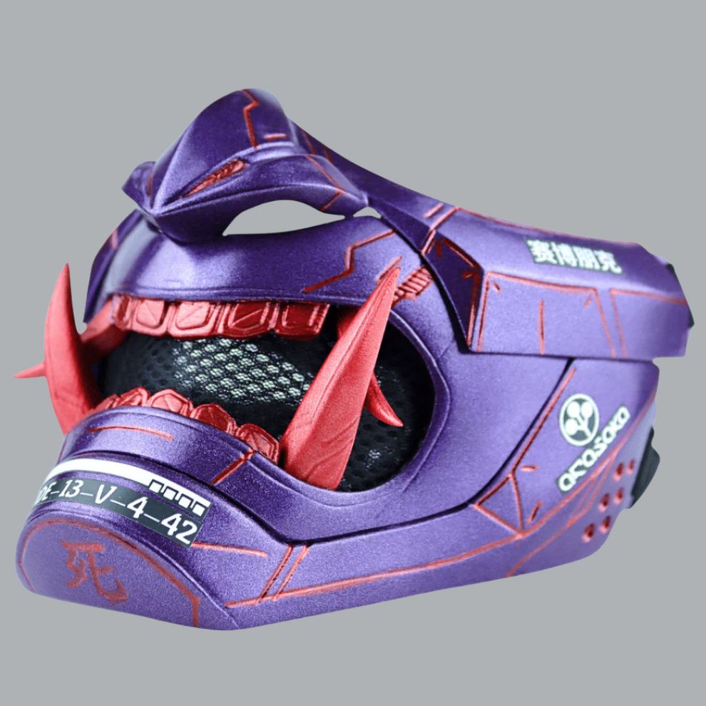 Cyberpunk Oni Mask - Metallic Violet/Red Stripes – Space Armory ...
