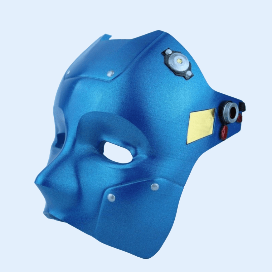 Space Armory Cyborg Android Robot Mask Metallic Blue