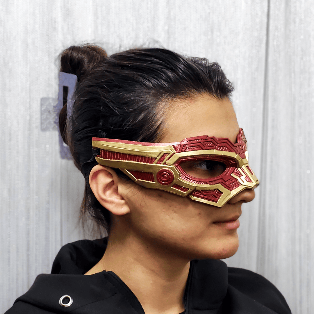 Space Armory Cyborg Eyes Mask - Metallic Red/Gold Masks