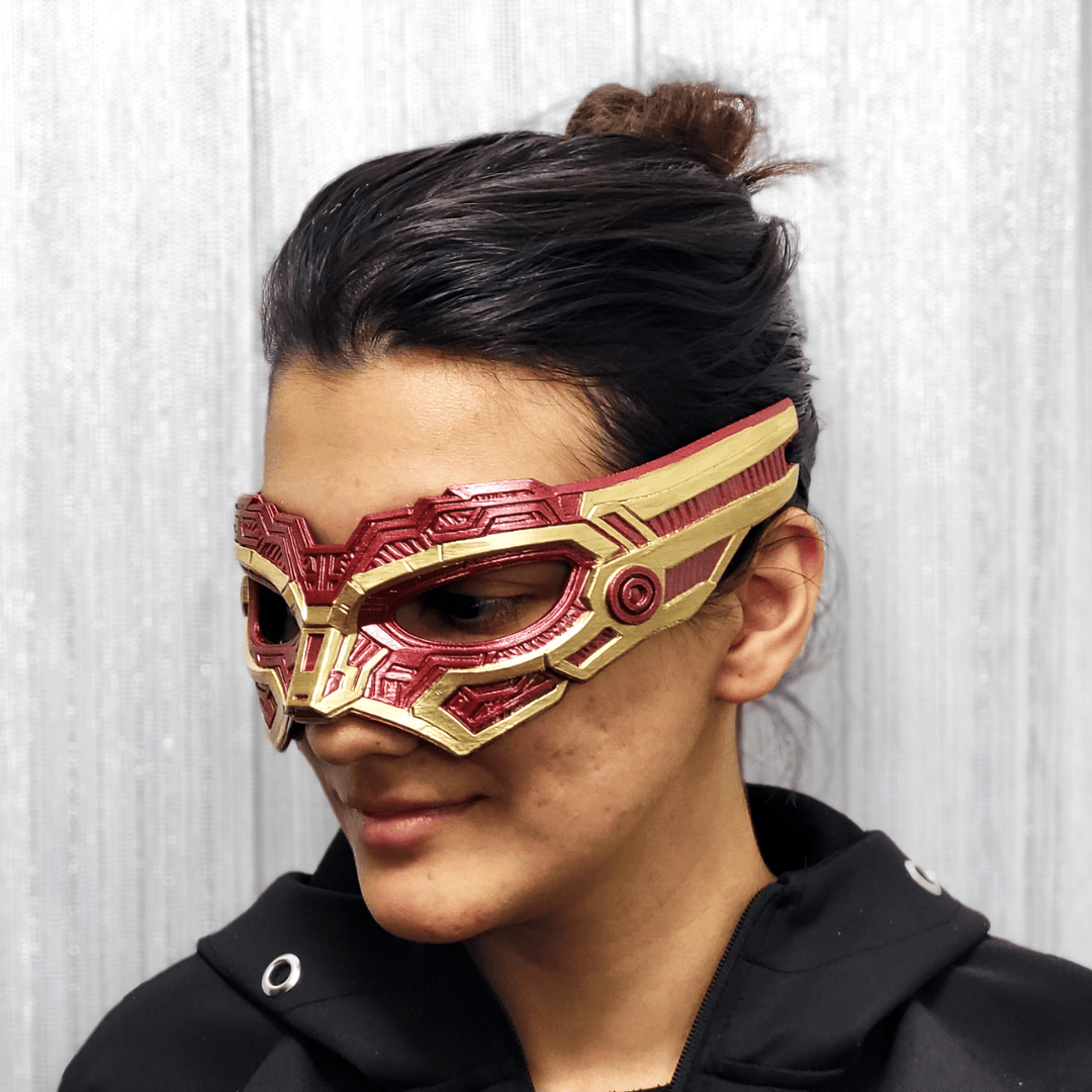 Space Armory Cyborg Eyes Mask - Metallic Red/Gold Masks