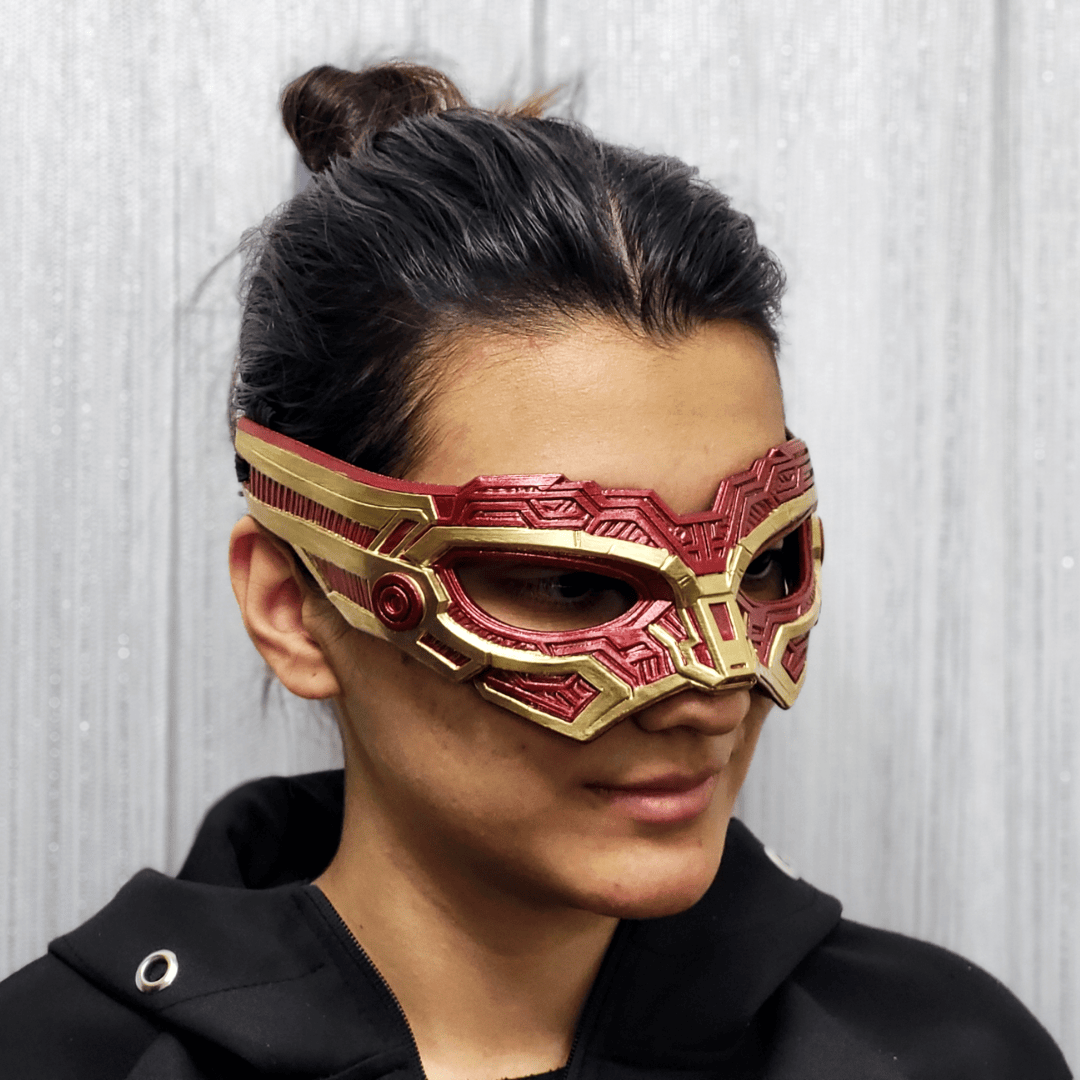 Space Armory Cyborg Eyes Mask - Metallic Red/Gold Masks